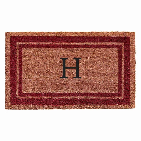 Monogram Door Mat, Natural, Burgundy, 18 in W x 30 in L